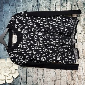 Rachel Rachel Roy | Fuzzy Black and White Leopard Print Sweater